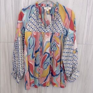 Entro Colorful Abstract Pattern Blouse